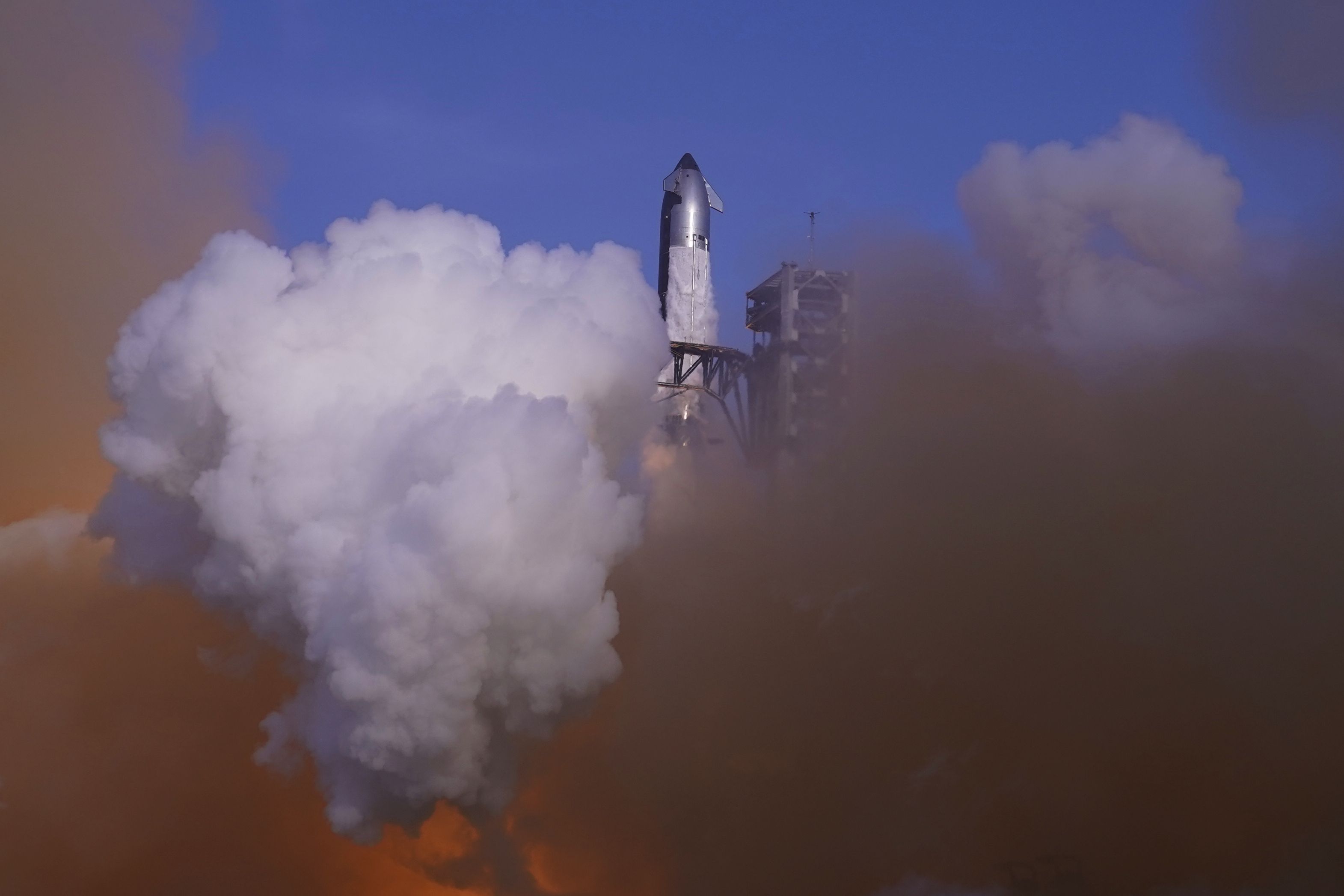 SpaceX's Starship rocket launches for a test flight yesterday from Starbase, Texas.