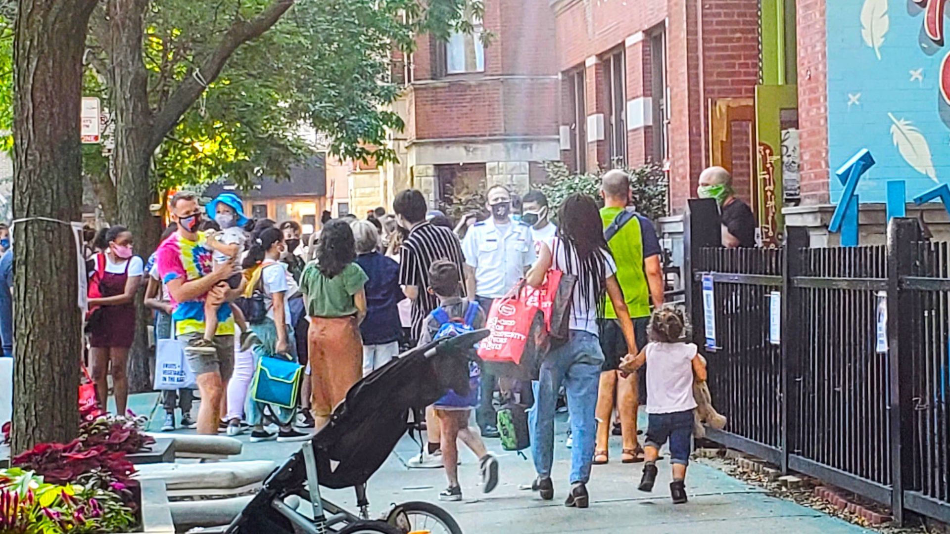families walking