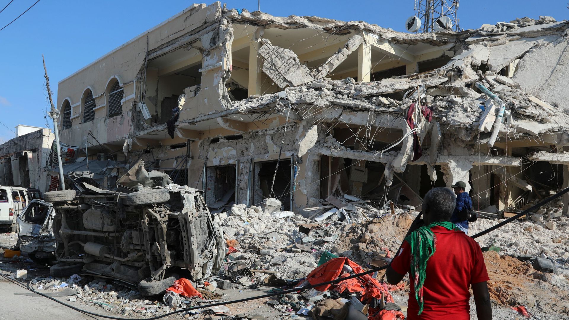 aftermath of car blasts in Somalia