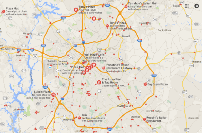 charlotte pizza map