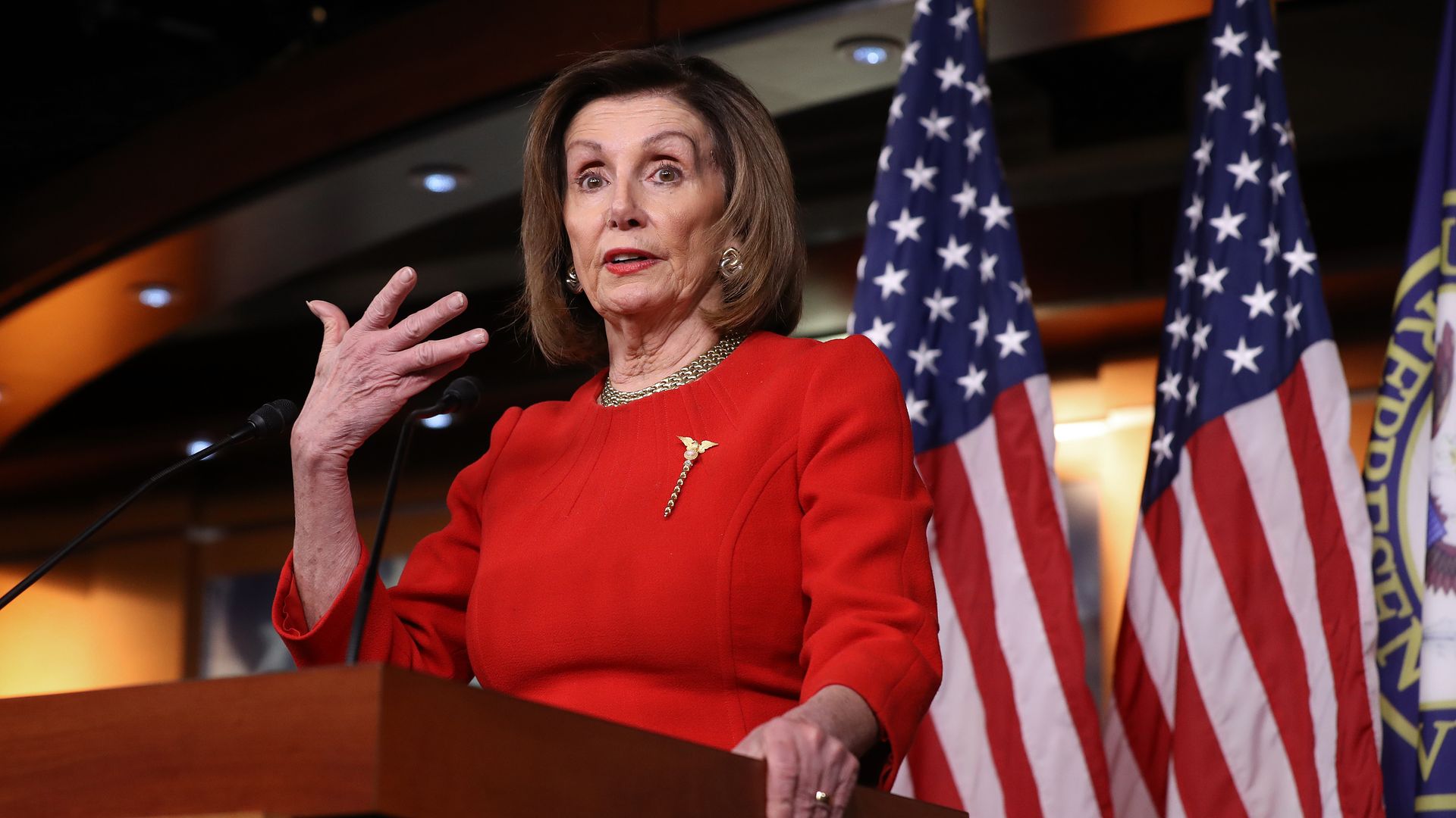Speaker of the House Nancy Pelosi (D-CA) holds her weekly news conference at the U.S. Capitol December 19, 2019 in Washington, DC.