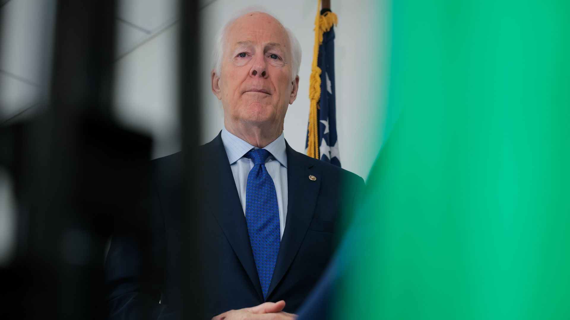 Sen. John Cornyn (R-TX) speaks to press after meeting with the Drug Enforcement Administration (DEA) nominee Terry Cole outside of his office 