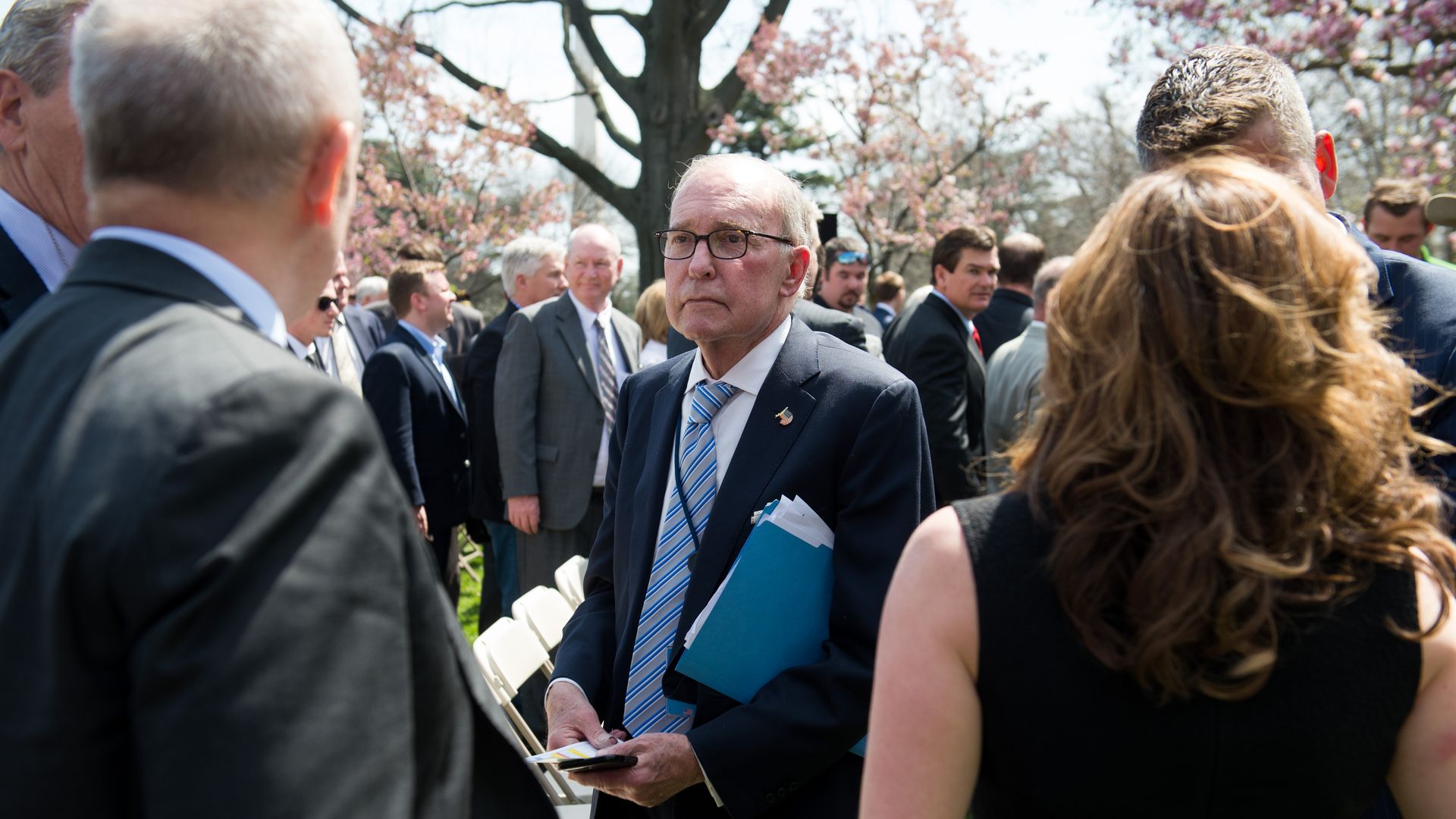 Larry Kudlow leaving a White House ceremony
