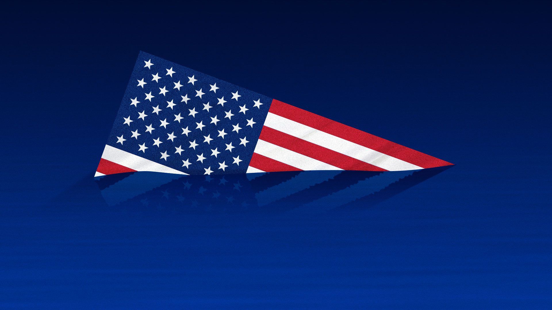Illustration of a sinking US flag