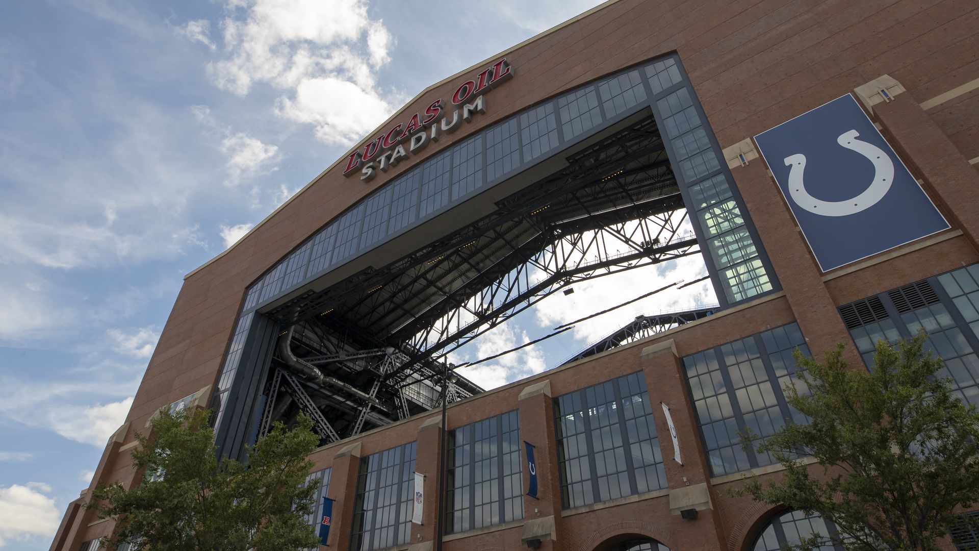A exterior view of Lucas Oil Stadium on August 24, 2019. Photo: Michael Hickey/Getty Images