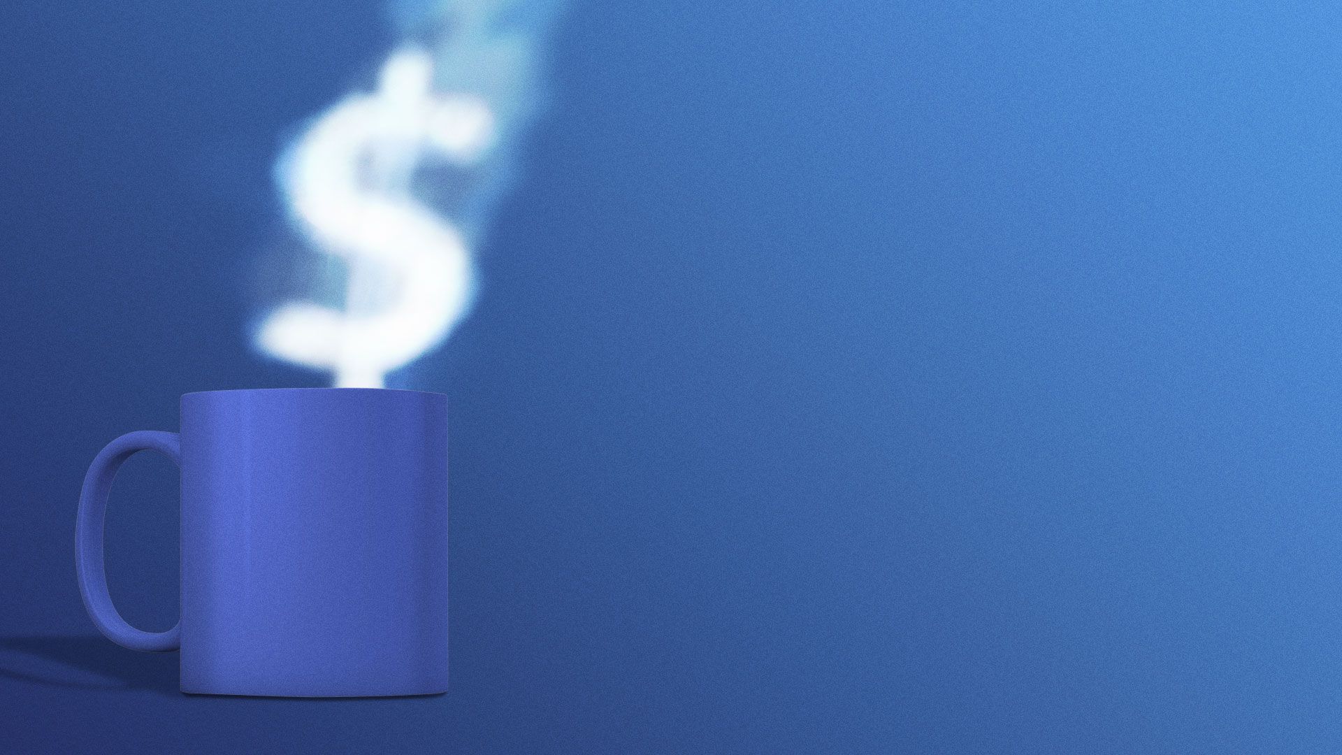 Illustration of a coffee cup with a dollar sign steam