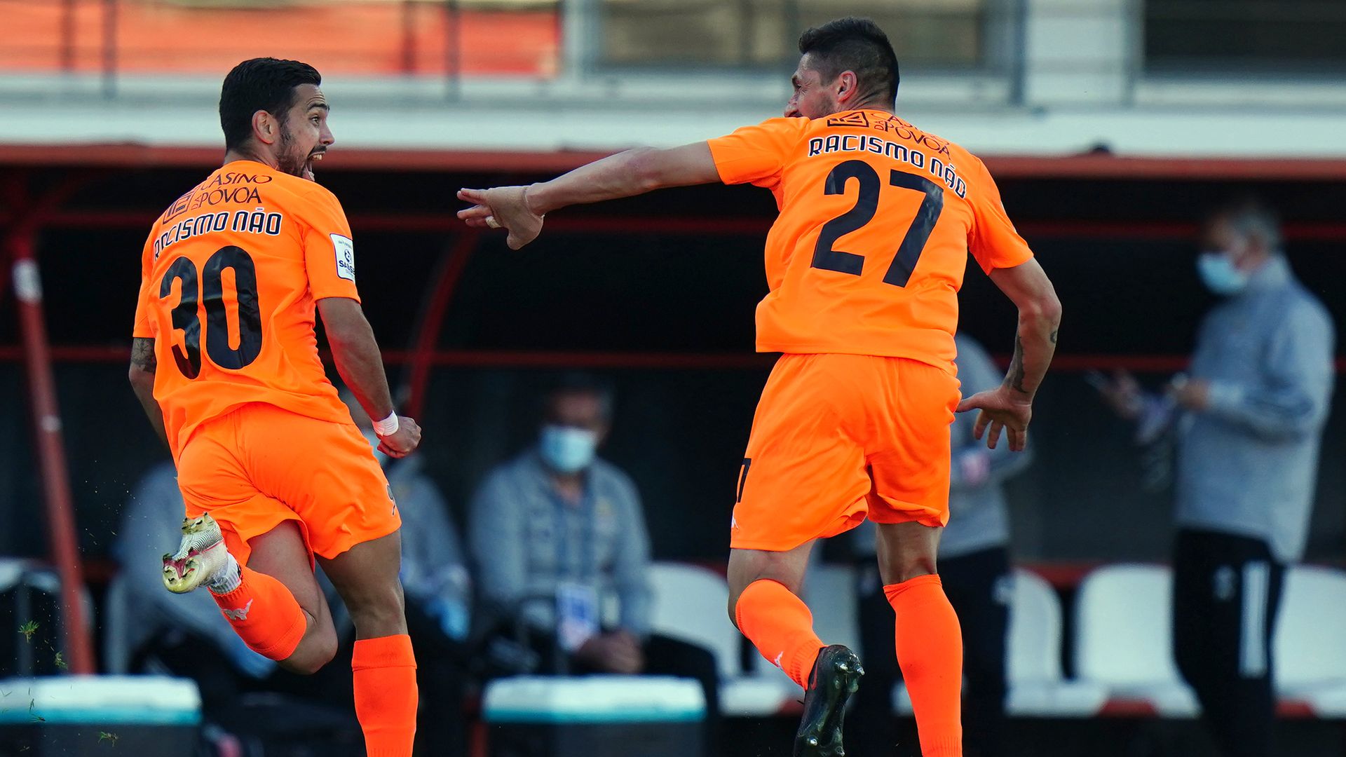 Soccer players celebrating