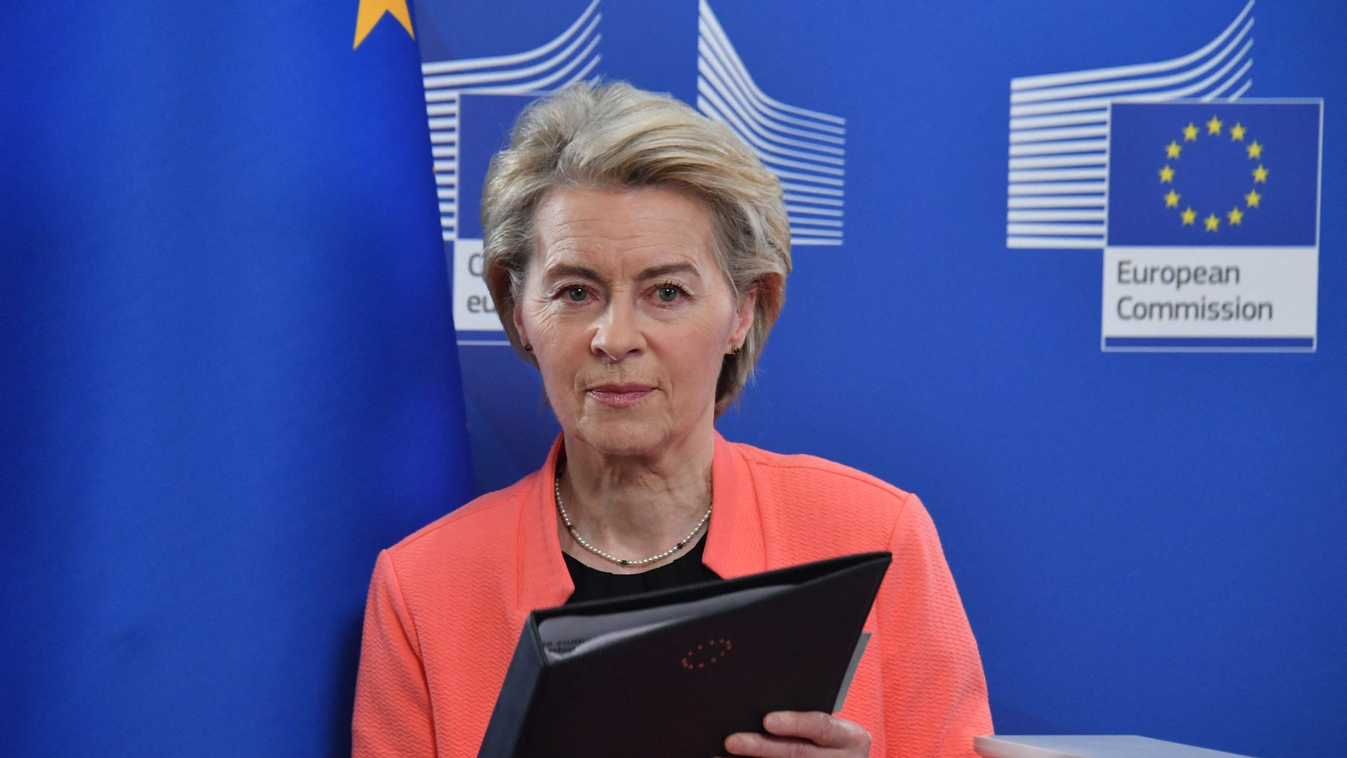European Commission President Ursula von der Leyen holds a press conference in Samarkand on April 3, 2025, ahead of the EU-Central Asia summit.