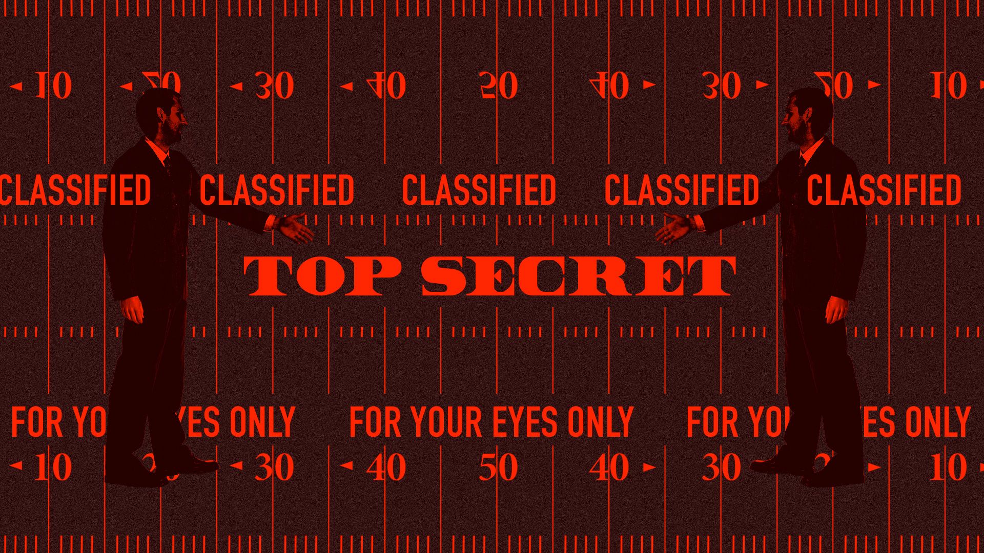 Illustration of two men being secretive