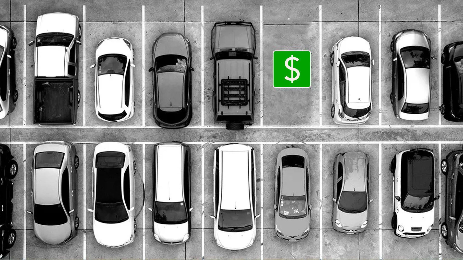 illustration of cars parked with a dollar sign in an empty space