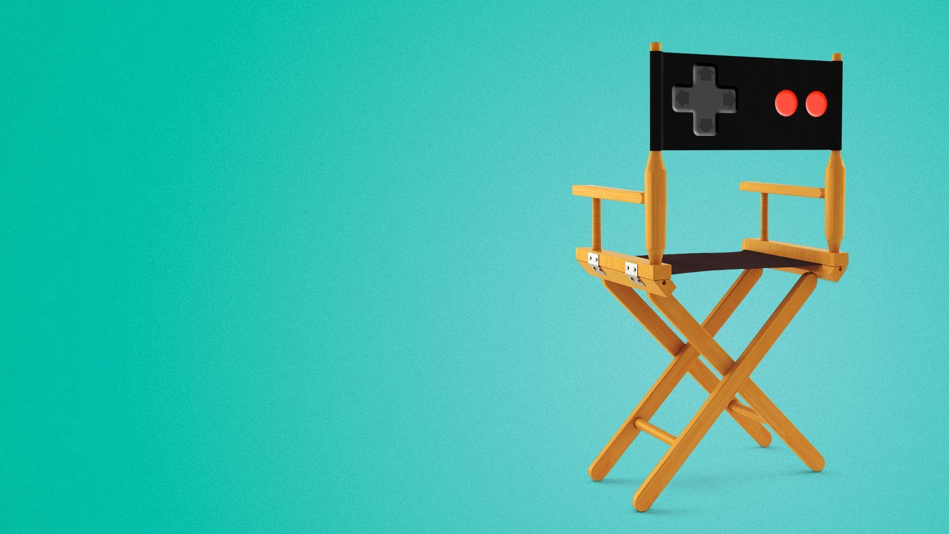 Illustration of director's chair with game controller on the back
