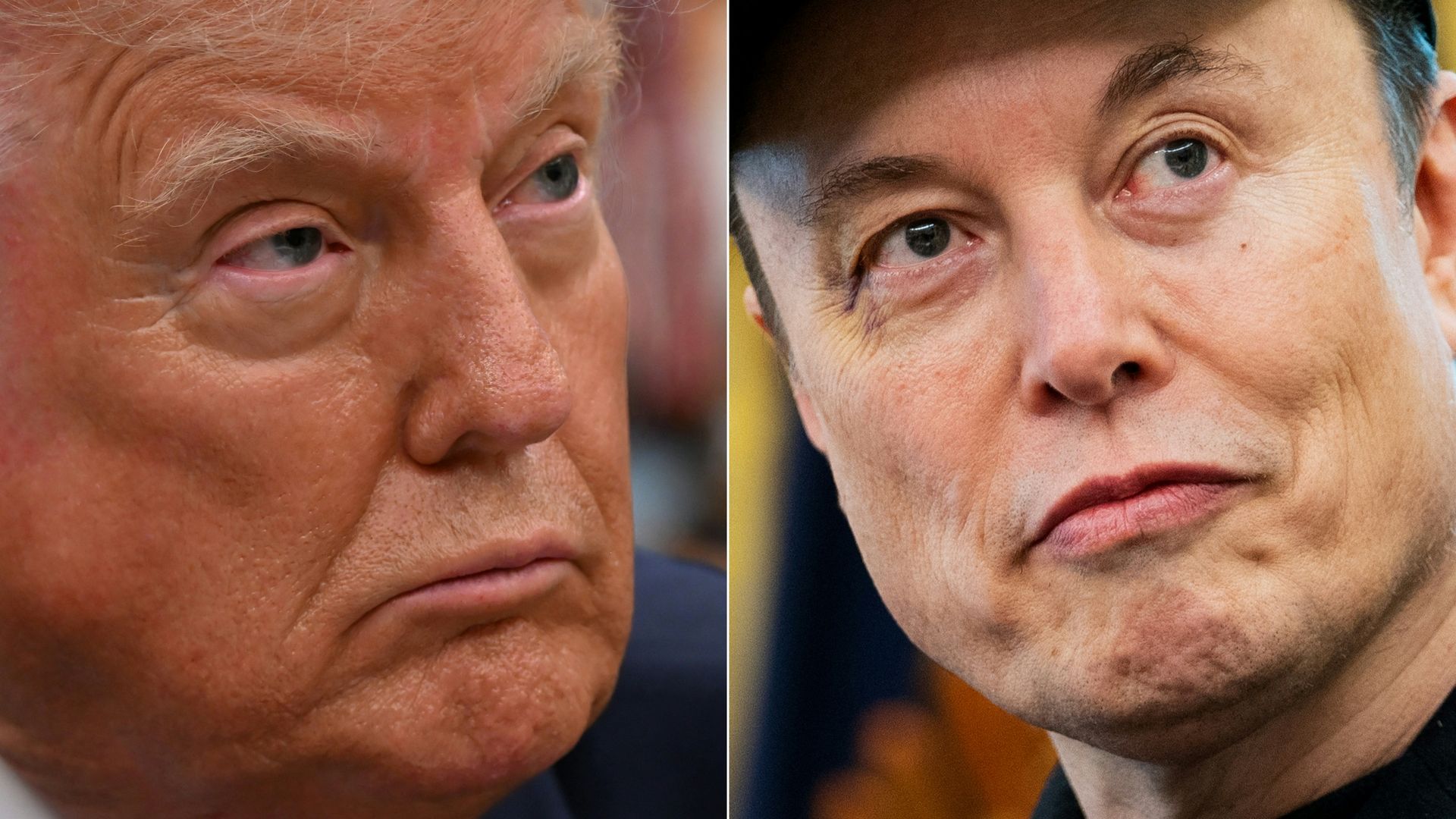 Close up photos of Trump and Musk side by side