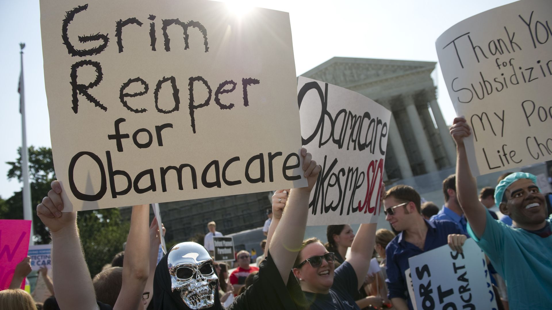 Anti-Affordable Care Act protests outside the Supreme Court in 2012