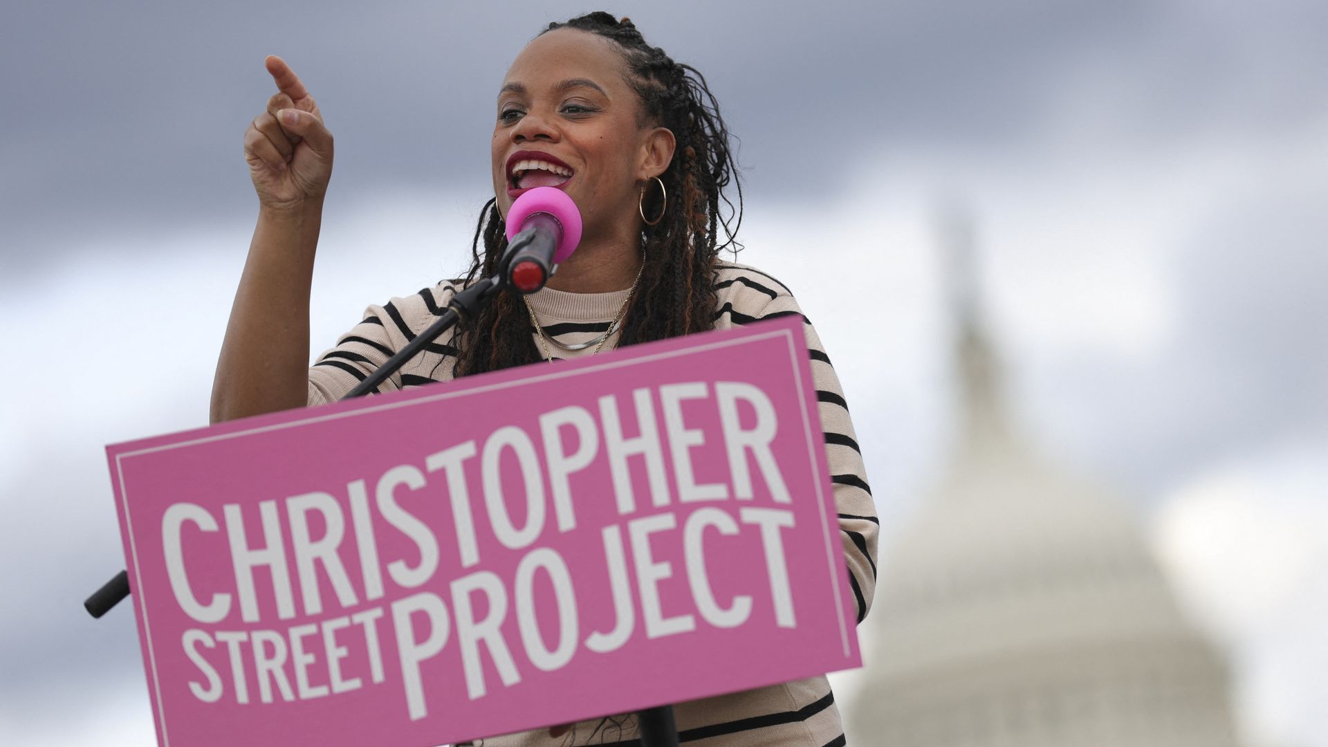 U.S. Rep Summer Lee (D-PA) speaks at the 'Trans Day of Visibility Rally' hosted by the Christopher Street Project on the National Mall in Washington, D.C. on March 31, 2025