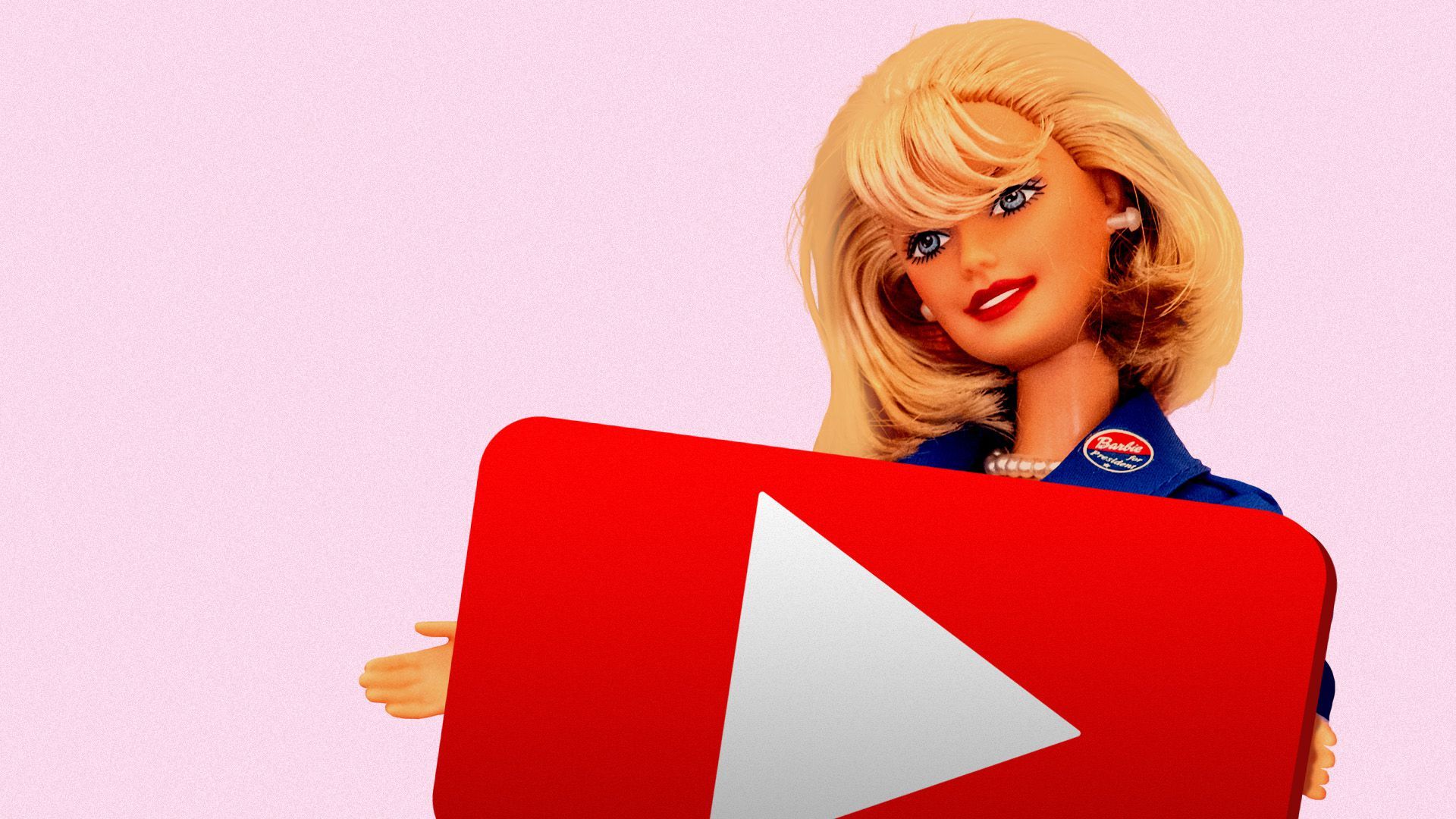 Illustration of a Barbie Doll holding a play button