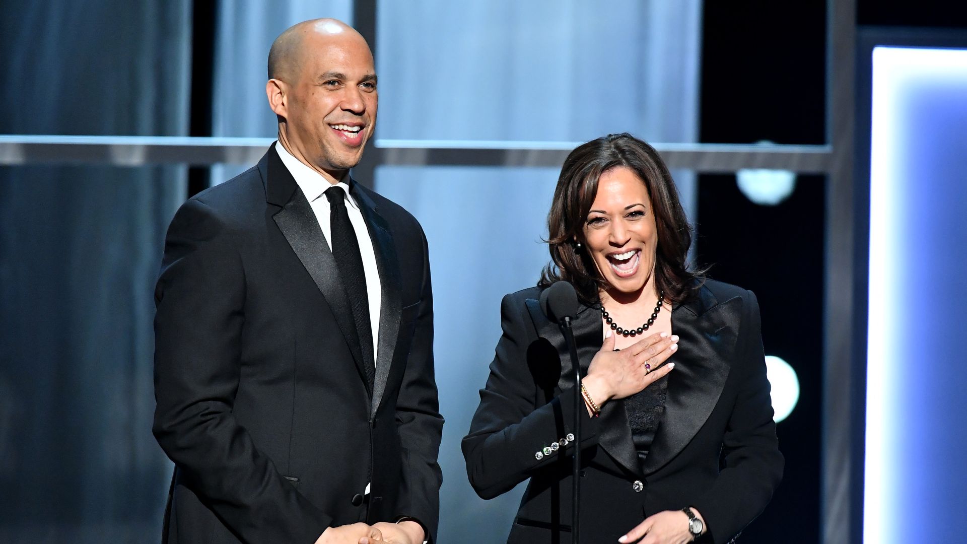 Cory Booker and Kamala Harris