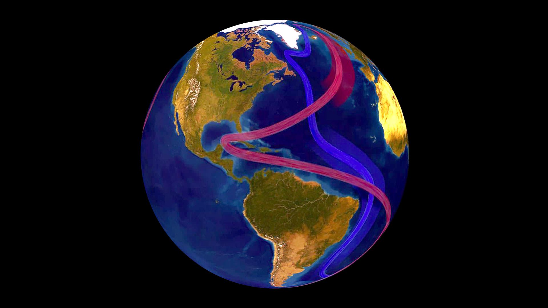 Map of part of the Atlantic Meridional Overturning Circulation, or AMOC. 