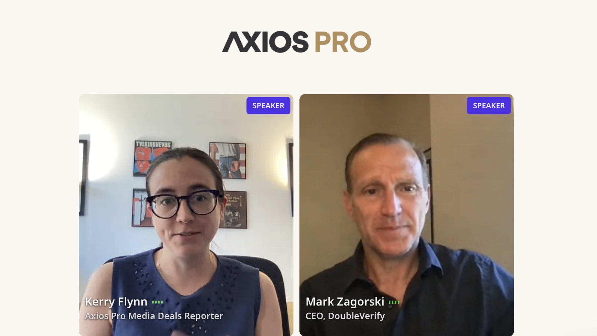 Axios Pro Media Deals Reporter Kerry Flynn and DoubleVerify CEO Mark Zagorski 