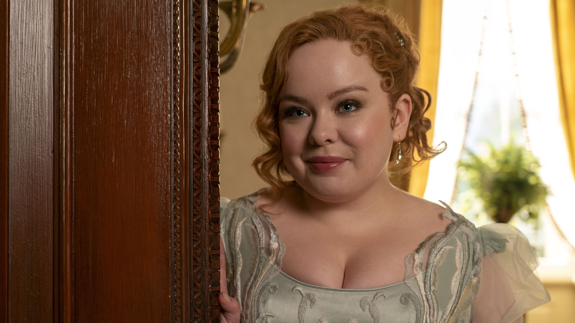 A photo of the actress Nicola Coughlan, who plays Penelope Featherington in "Bridgerton."