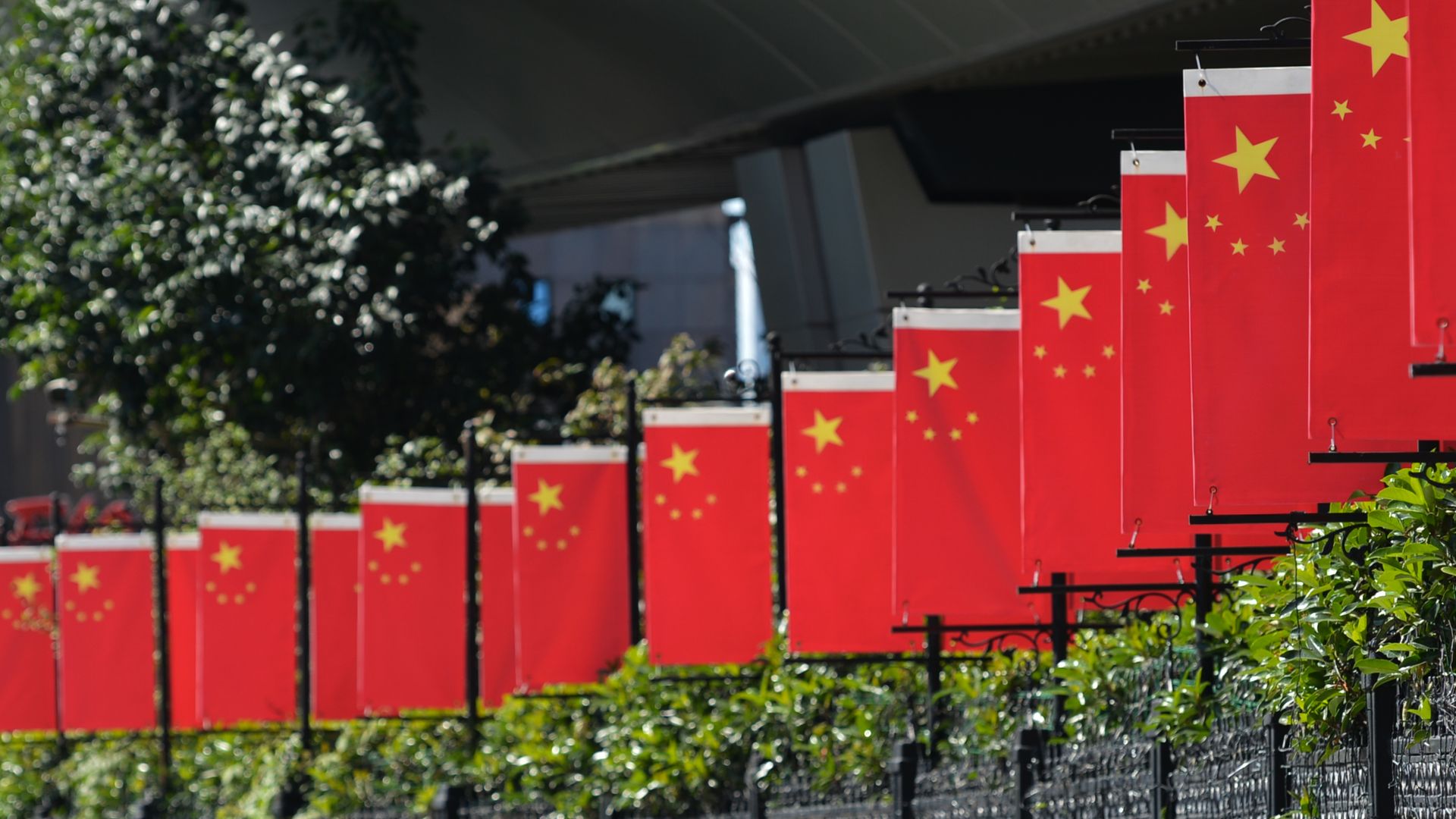 Chinese flags.