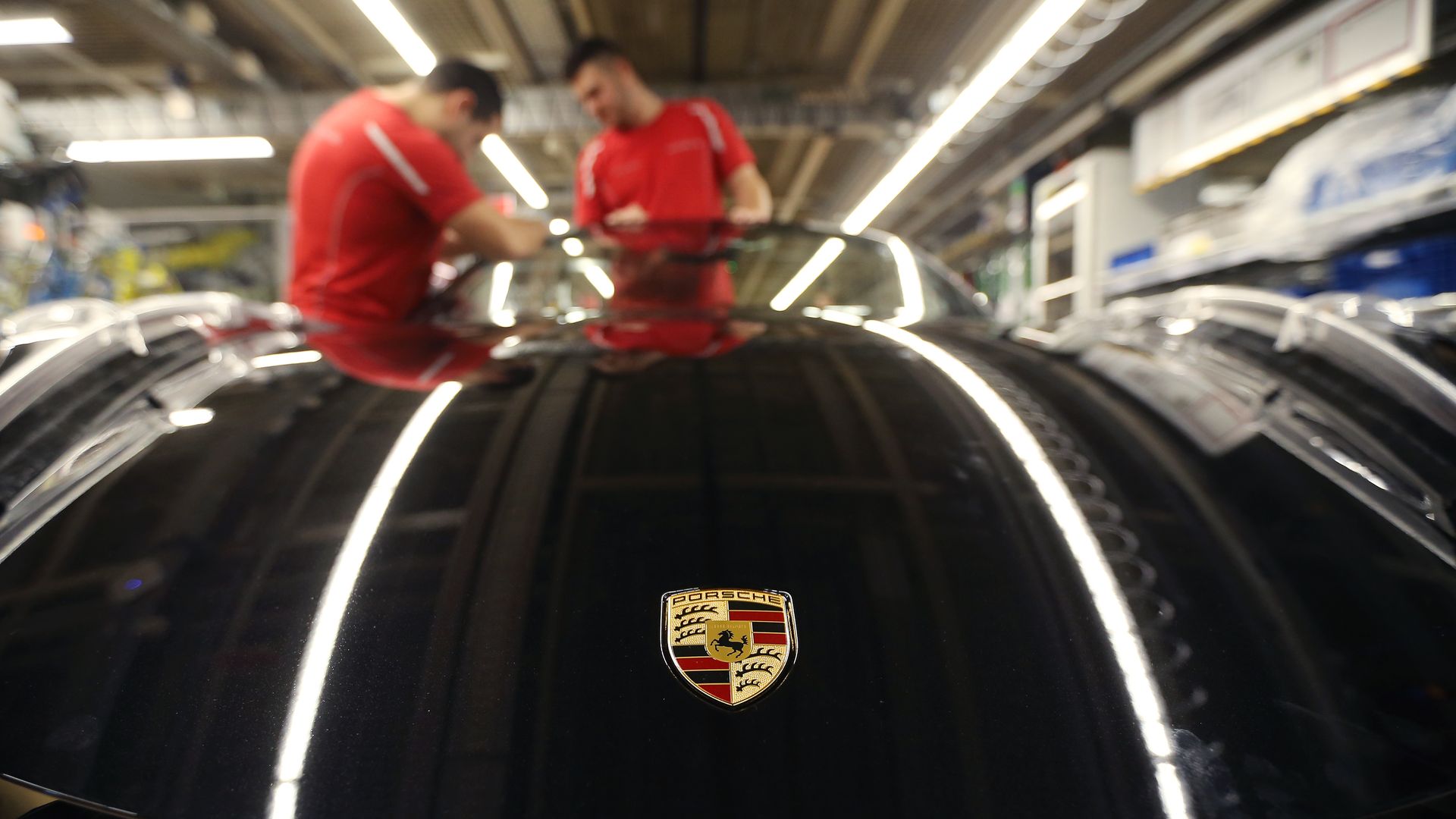 Porsche being manufactured.
