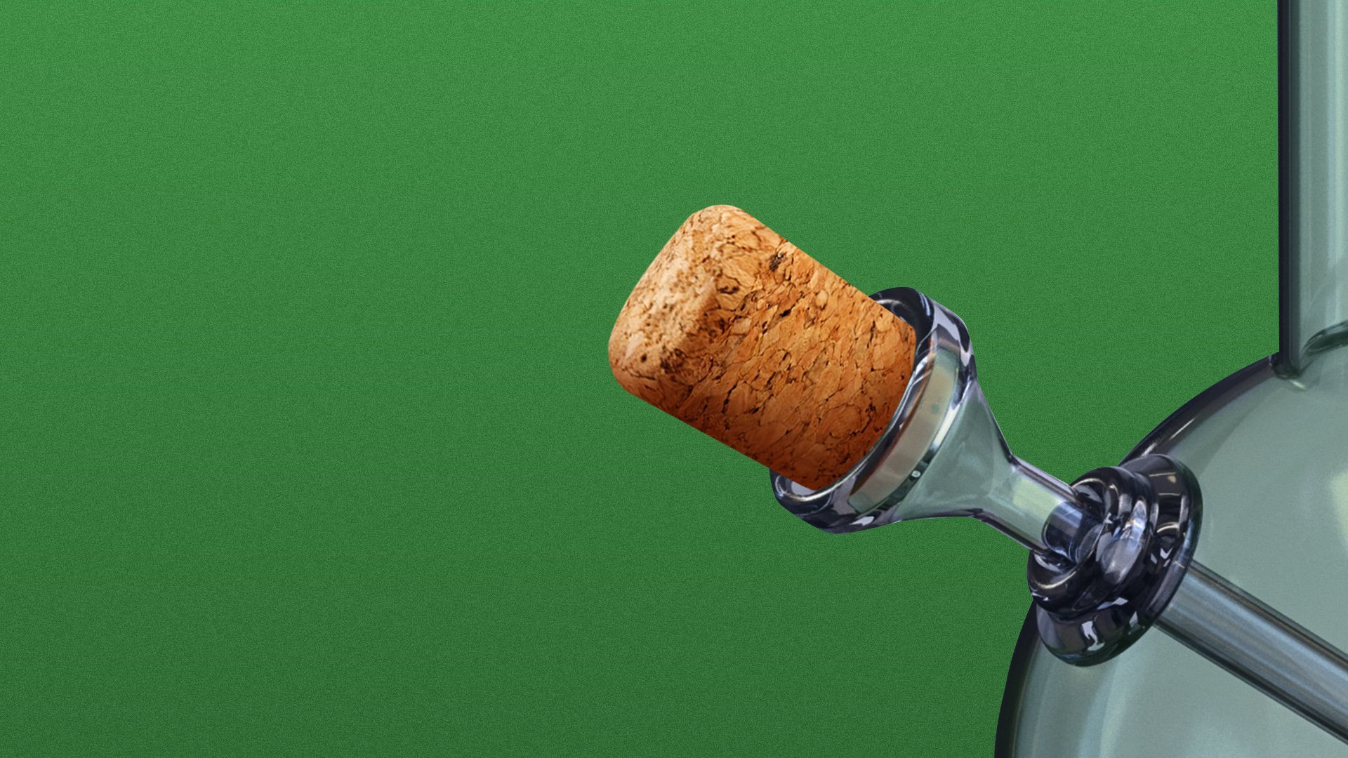 Illustration of the bowl of a bong being stuffed with a cork. 