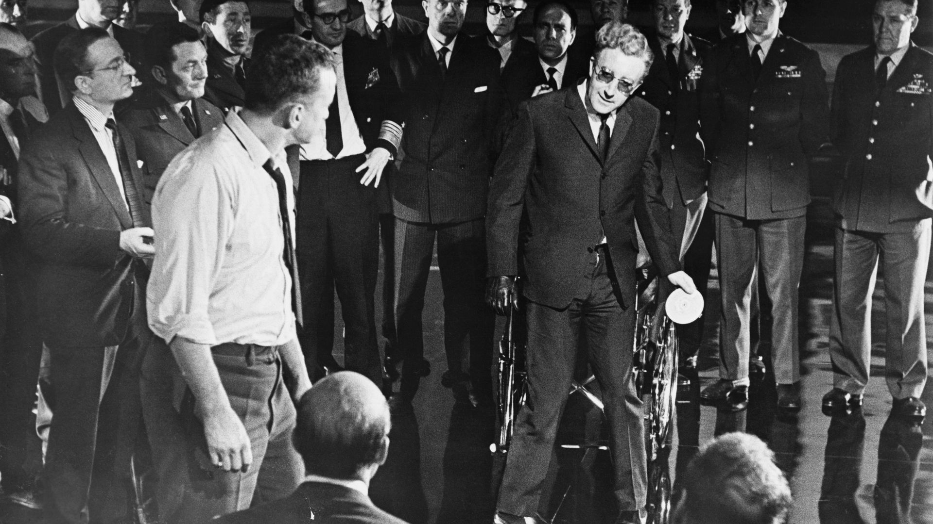 A photo still from the movie "Dr. Strangelove"