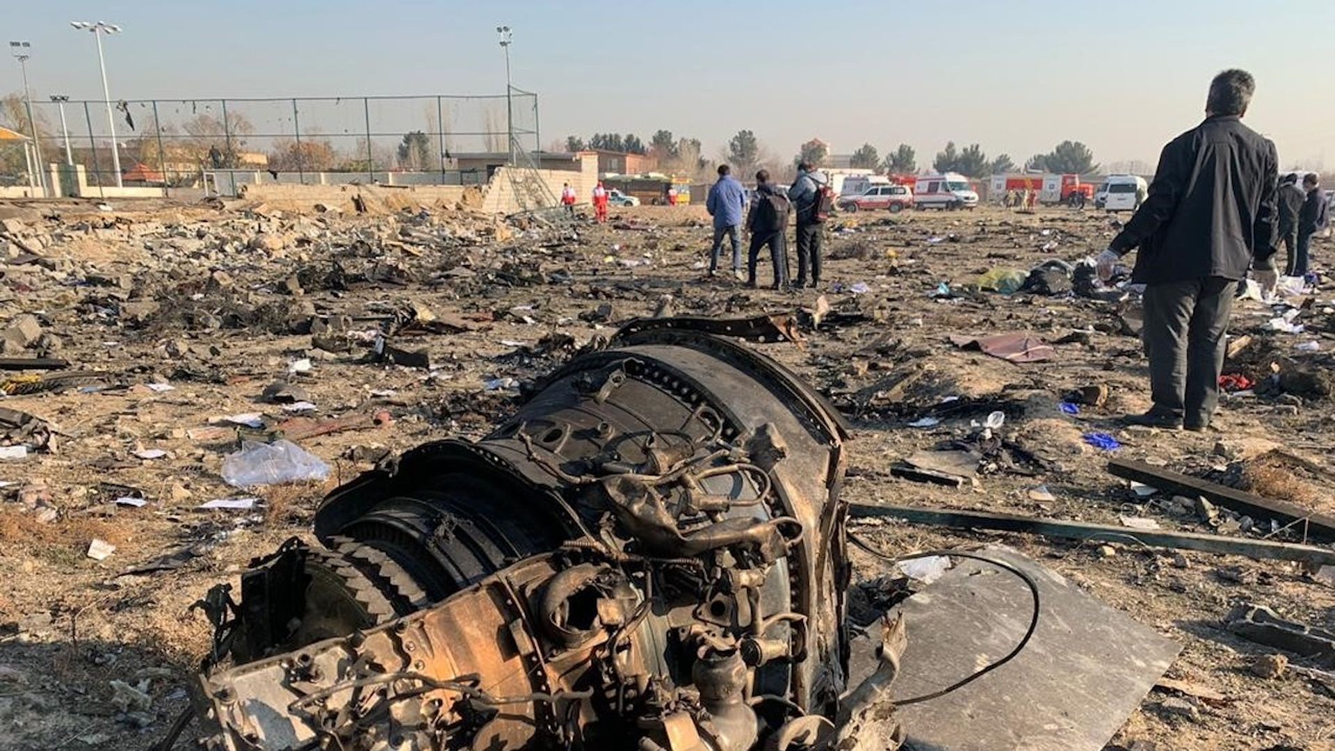  Search and rescue works are conducted at site after a Boeing 737 plane belonging to a Ukrainian airline crashed near Imam Khomeini Airport in Iran.