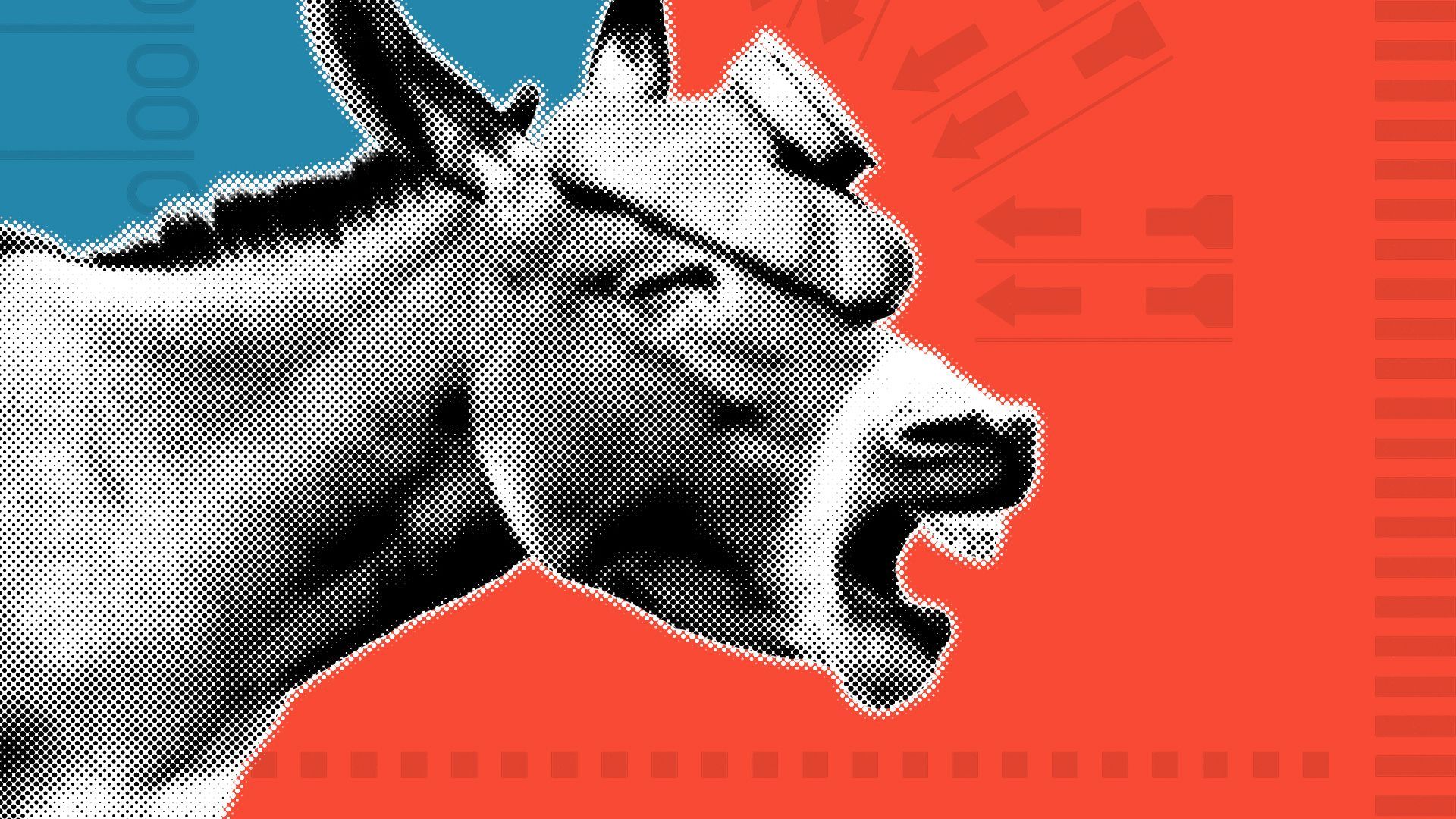 Illustration of a distressed donkey with an ice pack on its head. 