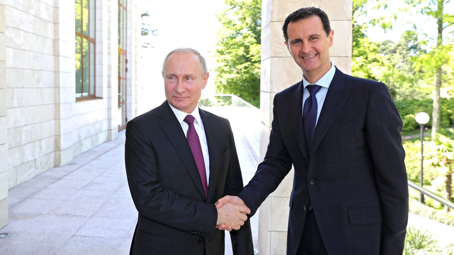 Russian President Vladimir Putin meets President of Syria Bashar Al-Assad in Sochi, Russia, on May 17, 2018. 