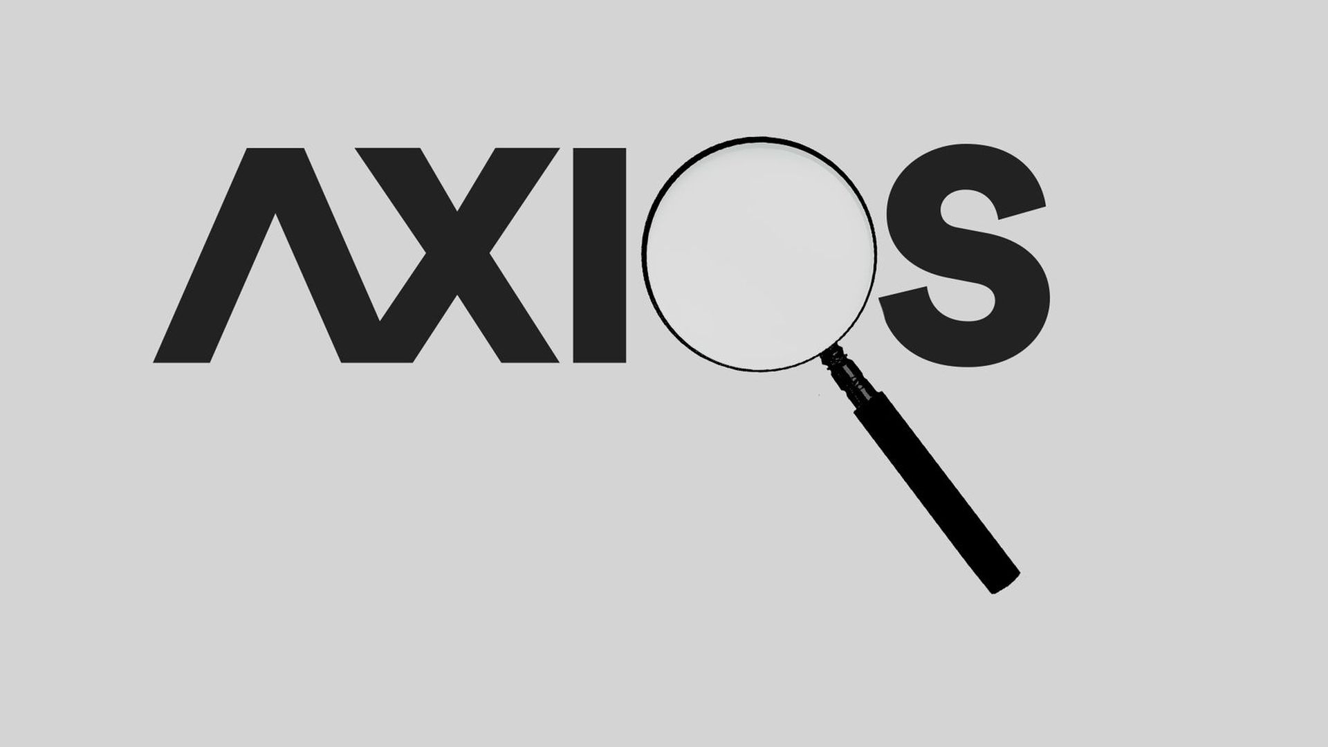 Illustration of Axios logo with a magnifying glass as the O