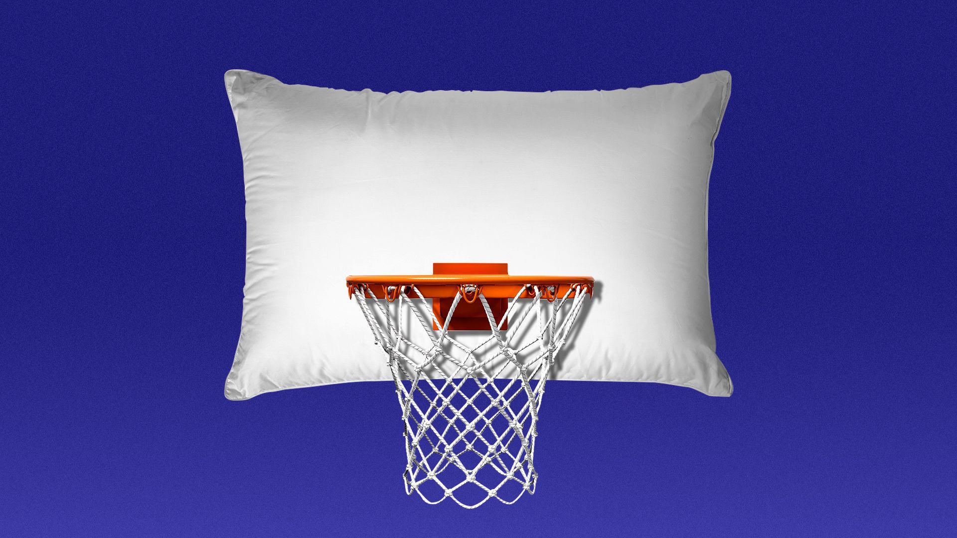 an illustration of a basketball hoop where the backboard is a pillow