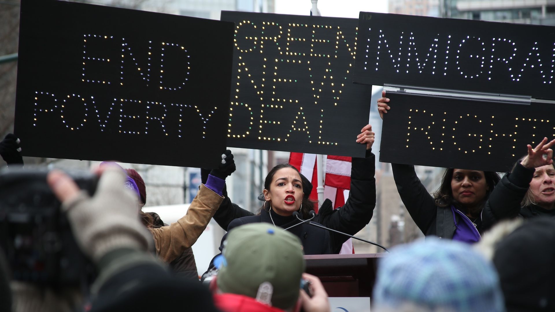 NEW YORK, NEW YORK - JANUARY 19: Alexandria Ocasio-Cortez attends the Women's March 2019 on January 19, 2019 in New York City. 