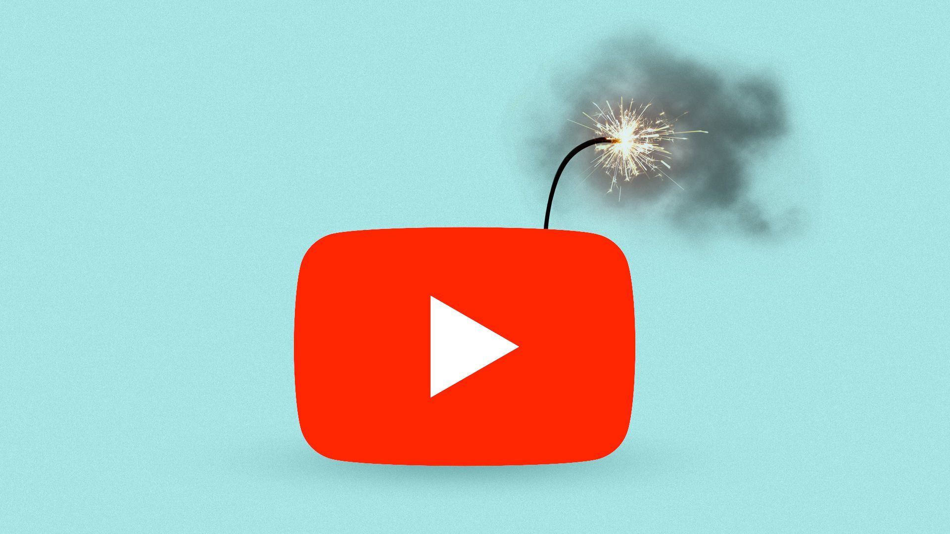 The youtube logo with a lit fuse