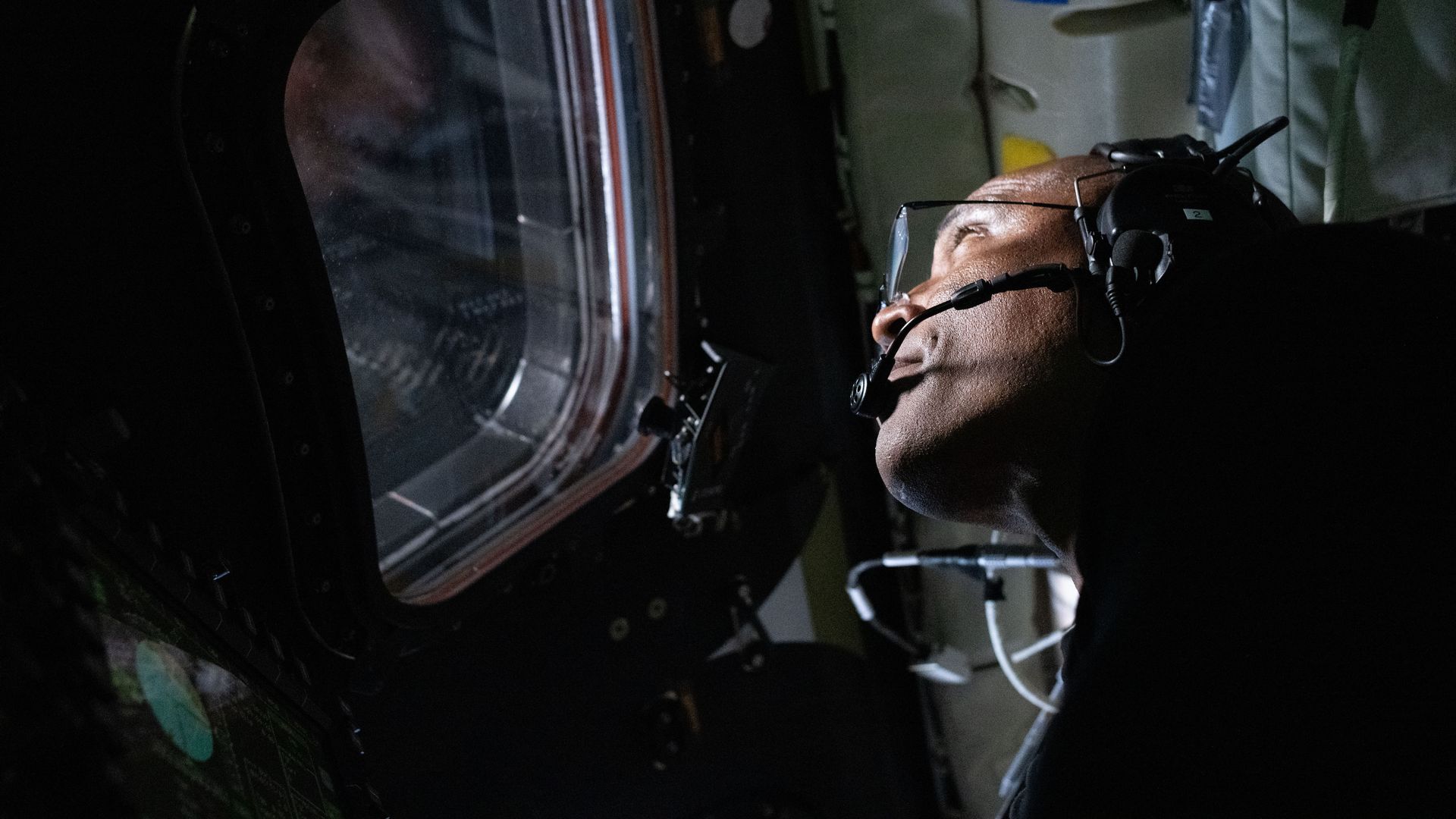 Artemis II astronaut Victor Glover observes the Moon during this week's lunar flyby. Photo: NASA