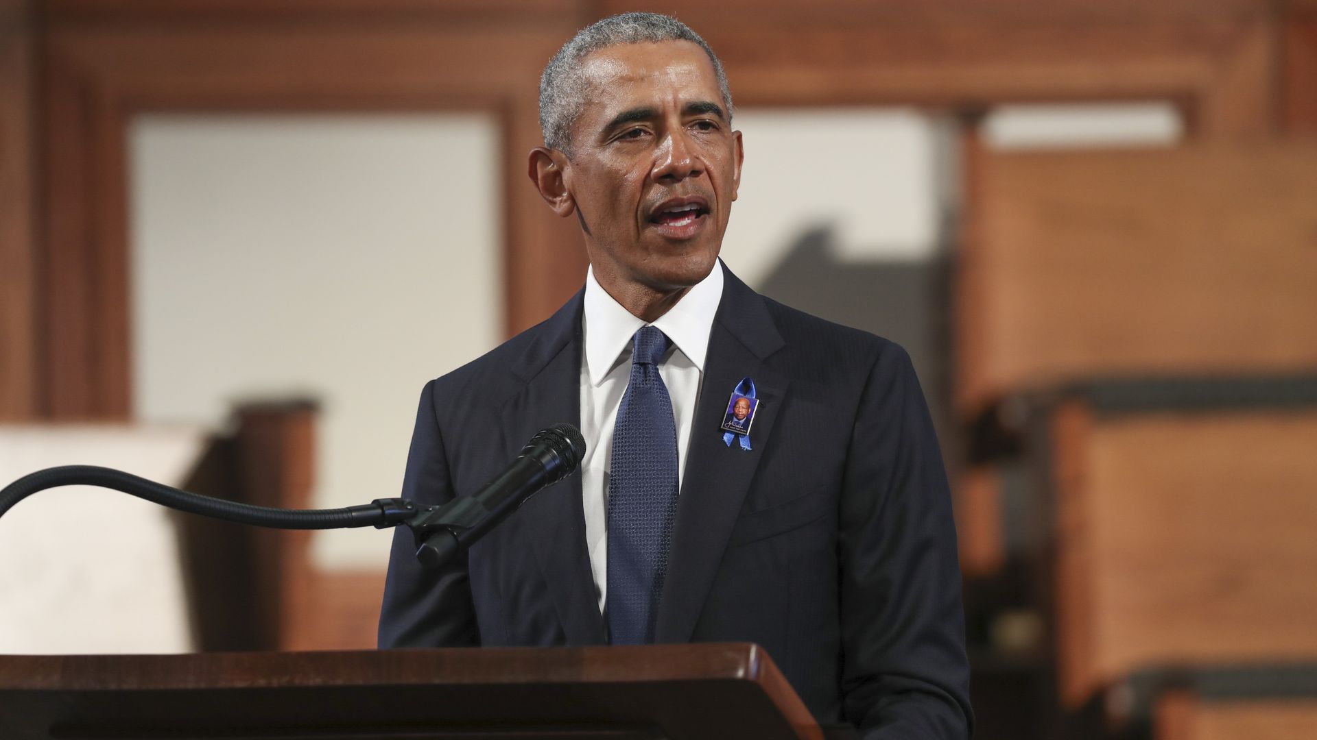 Barack Obama speaking at the funeral of late Rep. John Lewis.