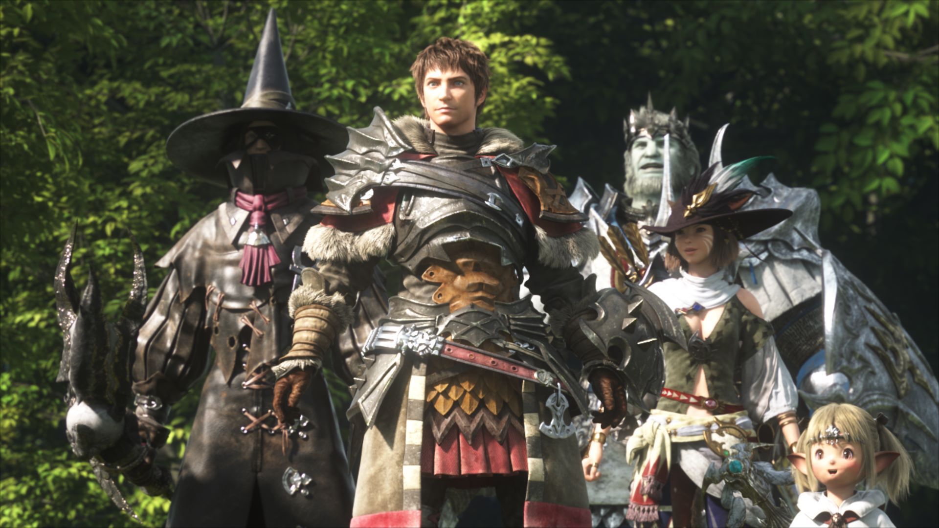 Video game screenshot of warriors in armor and mages in robes