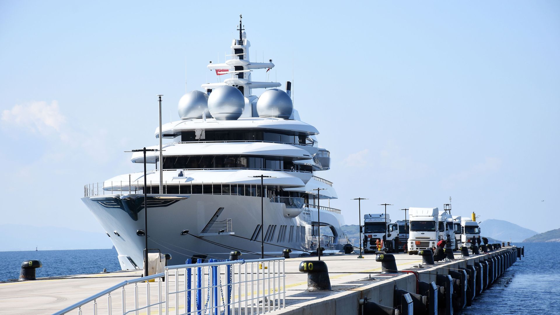 The Amadea megayacht anchored in Turkey in February 2020.