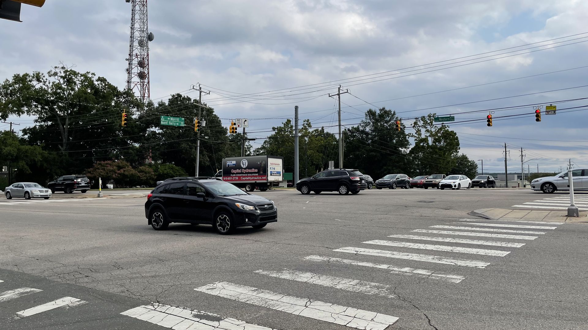 A busy intersection in Raleigh. 