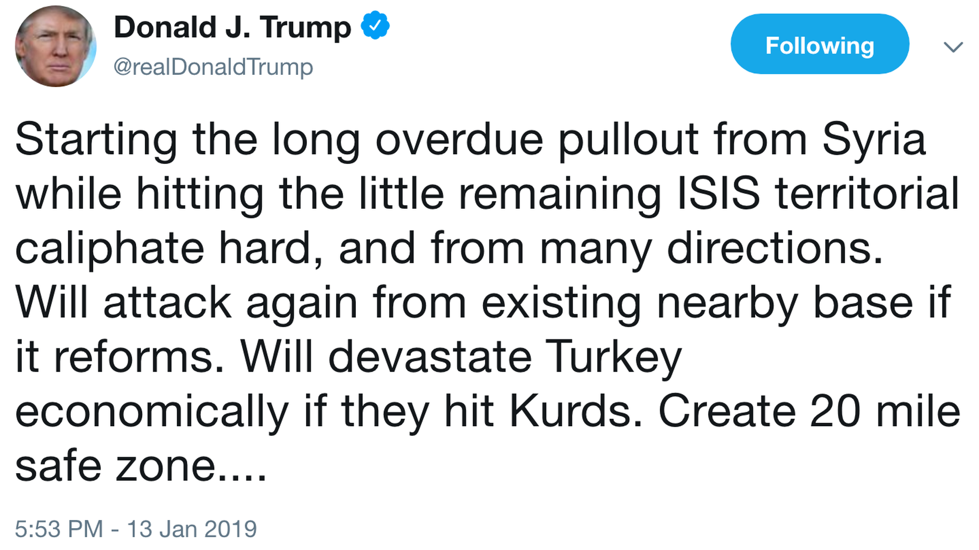 Image result for trump tweet turkey kurds