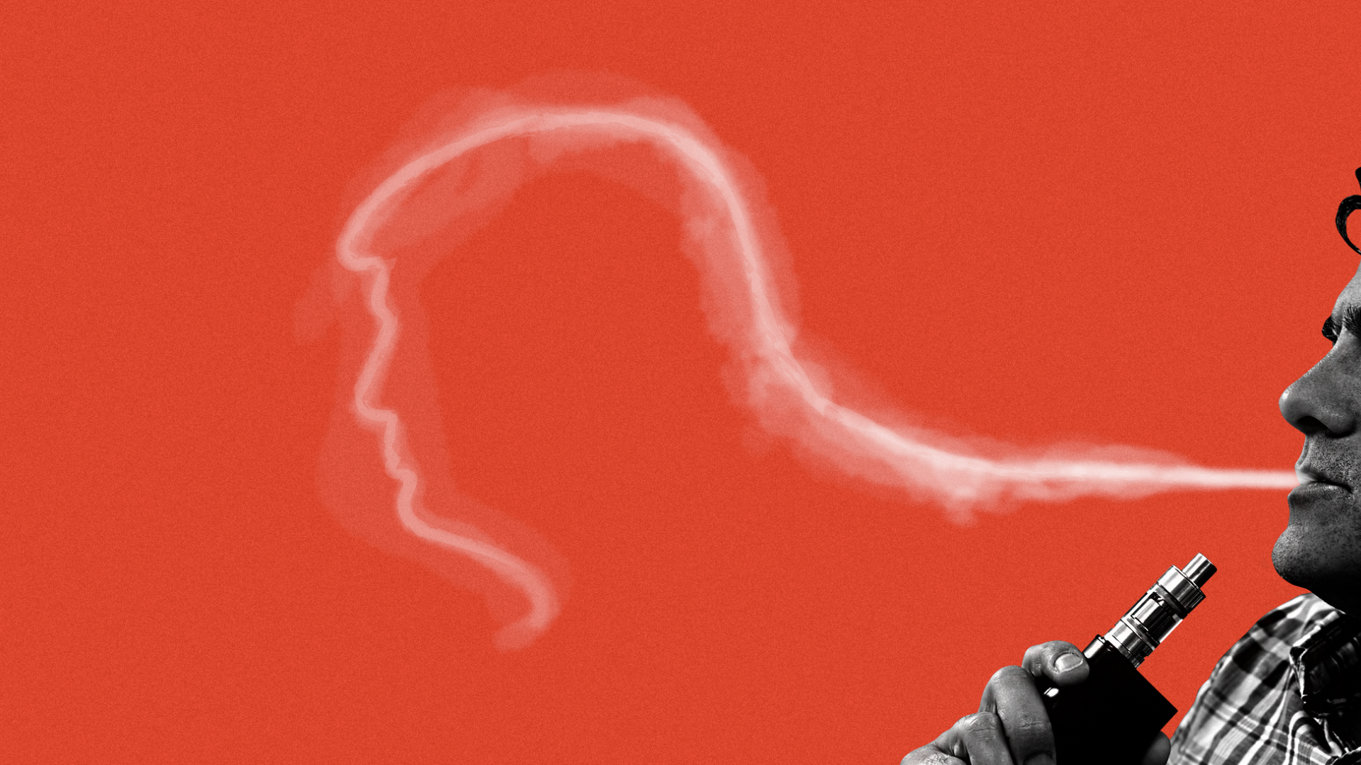 Illustration of cloud of smoke as Trump