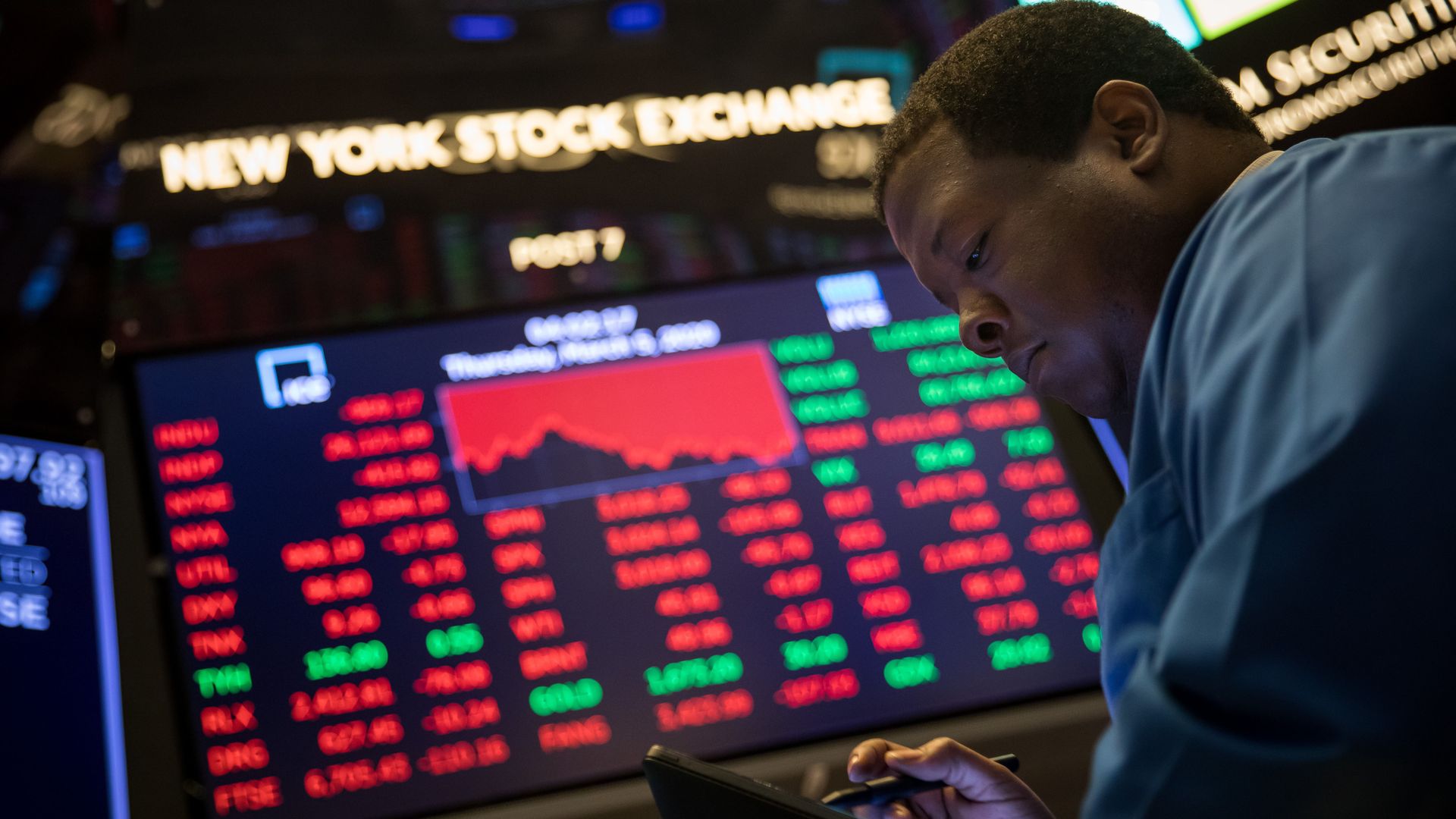 A trader at the New York Stock Exchange on March 5