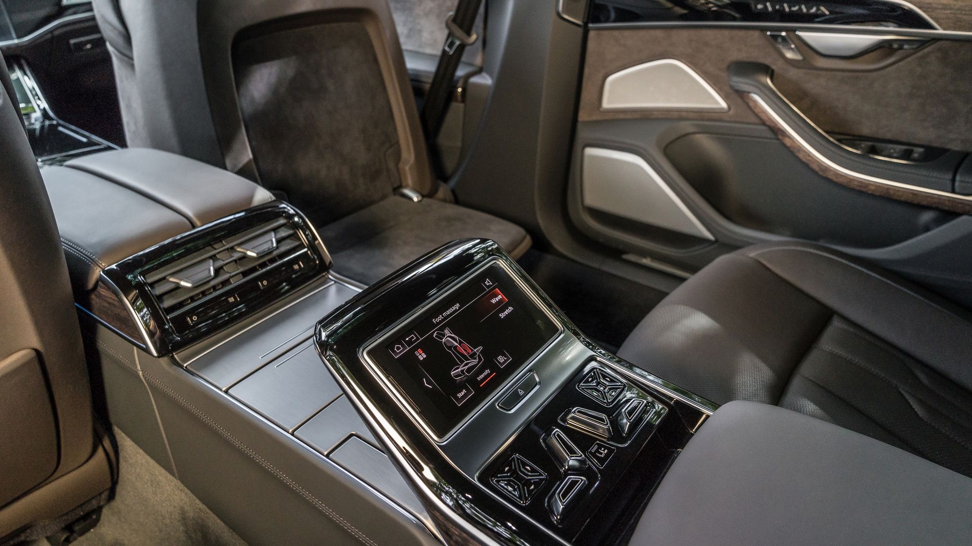 Image of rear seat of Audi A8 sedan