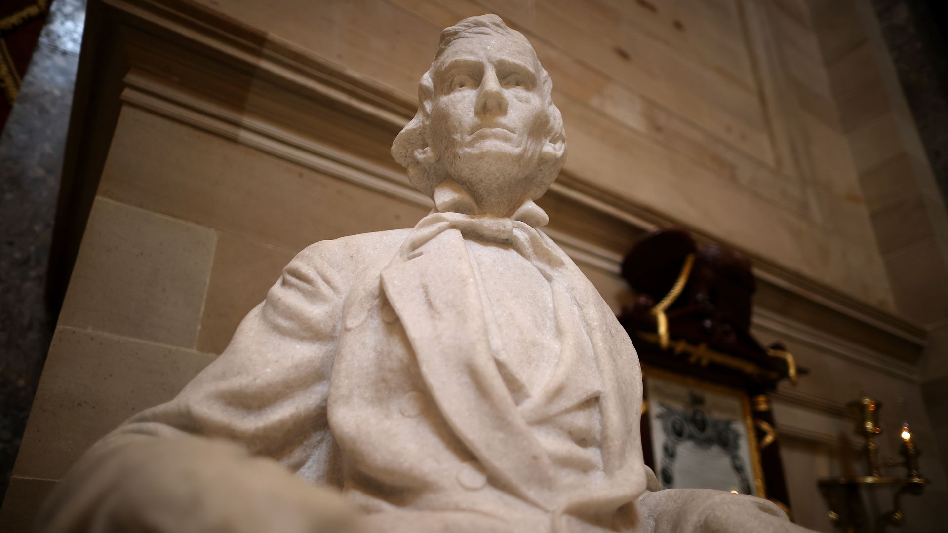 A  statue of Alexander Hamilton Stephens, vice president of the Confederacy.
