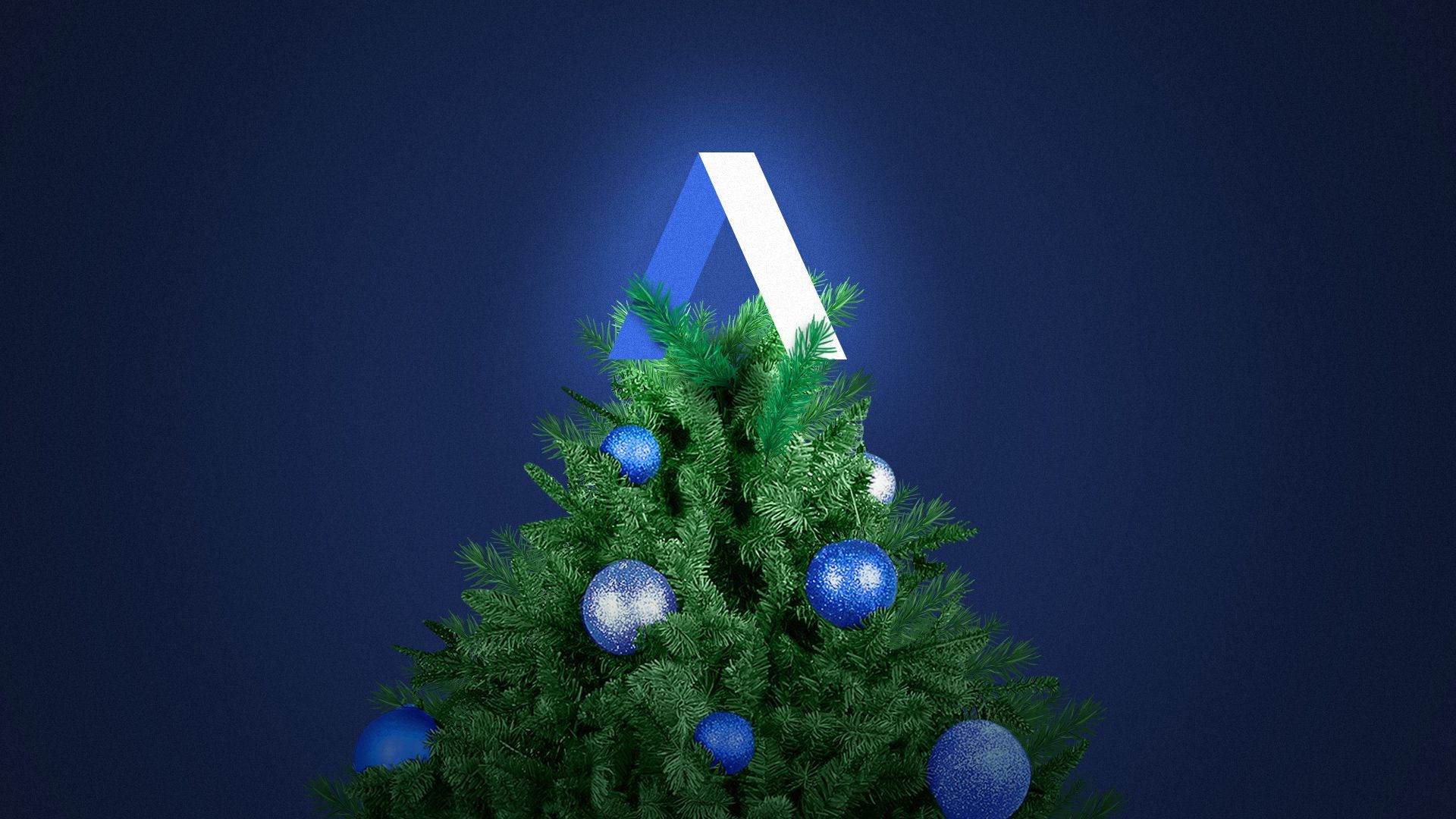 Illustration of a Christmas tree with the Axios "A" as the topper. 