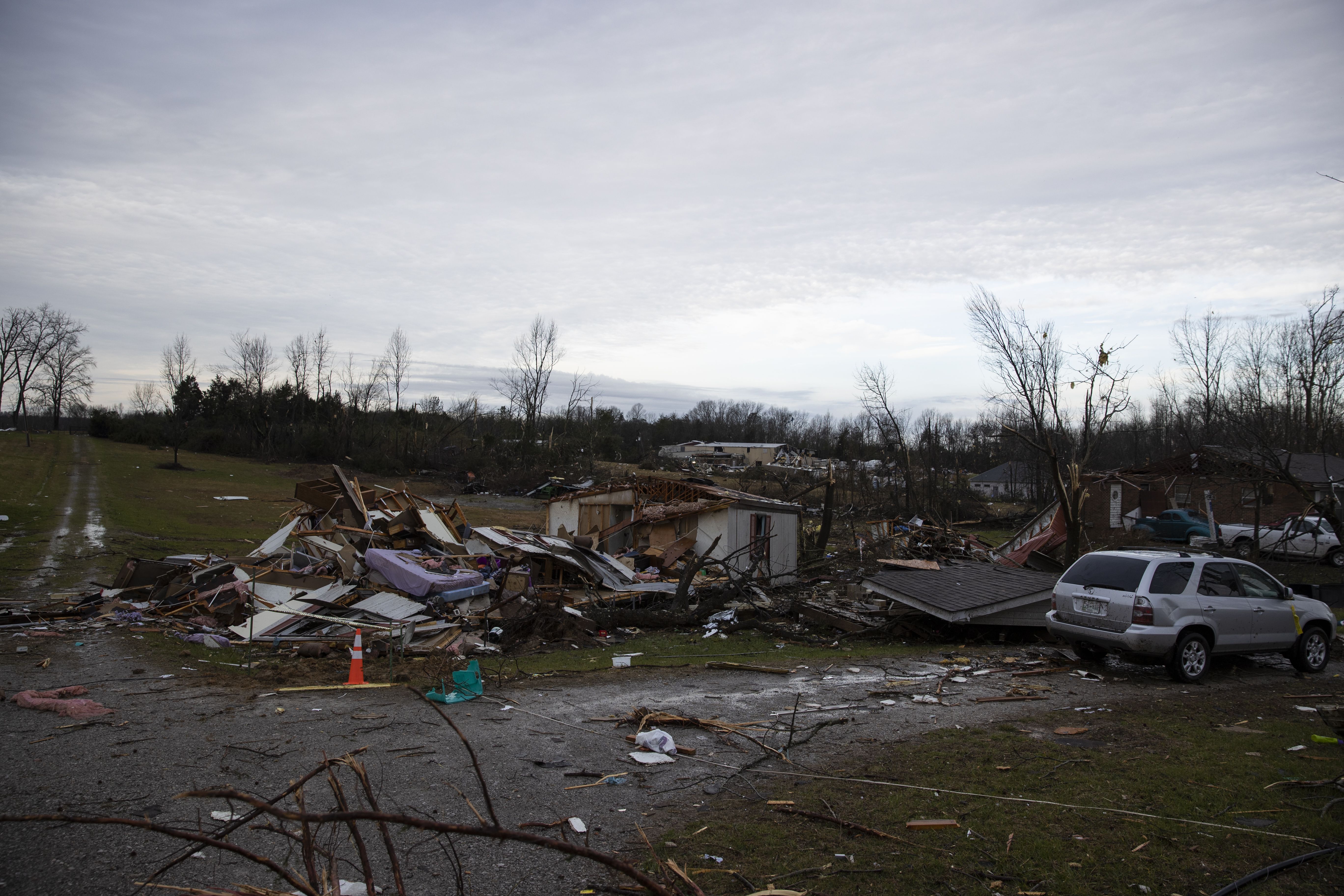 The aftermath of a tornado in Cookeville, Tennessee.