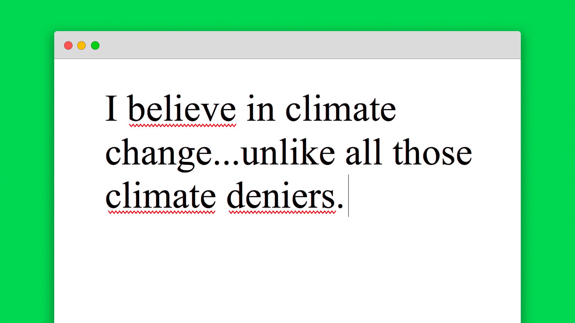 Climate words misspelled on a screen. 