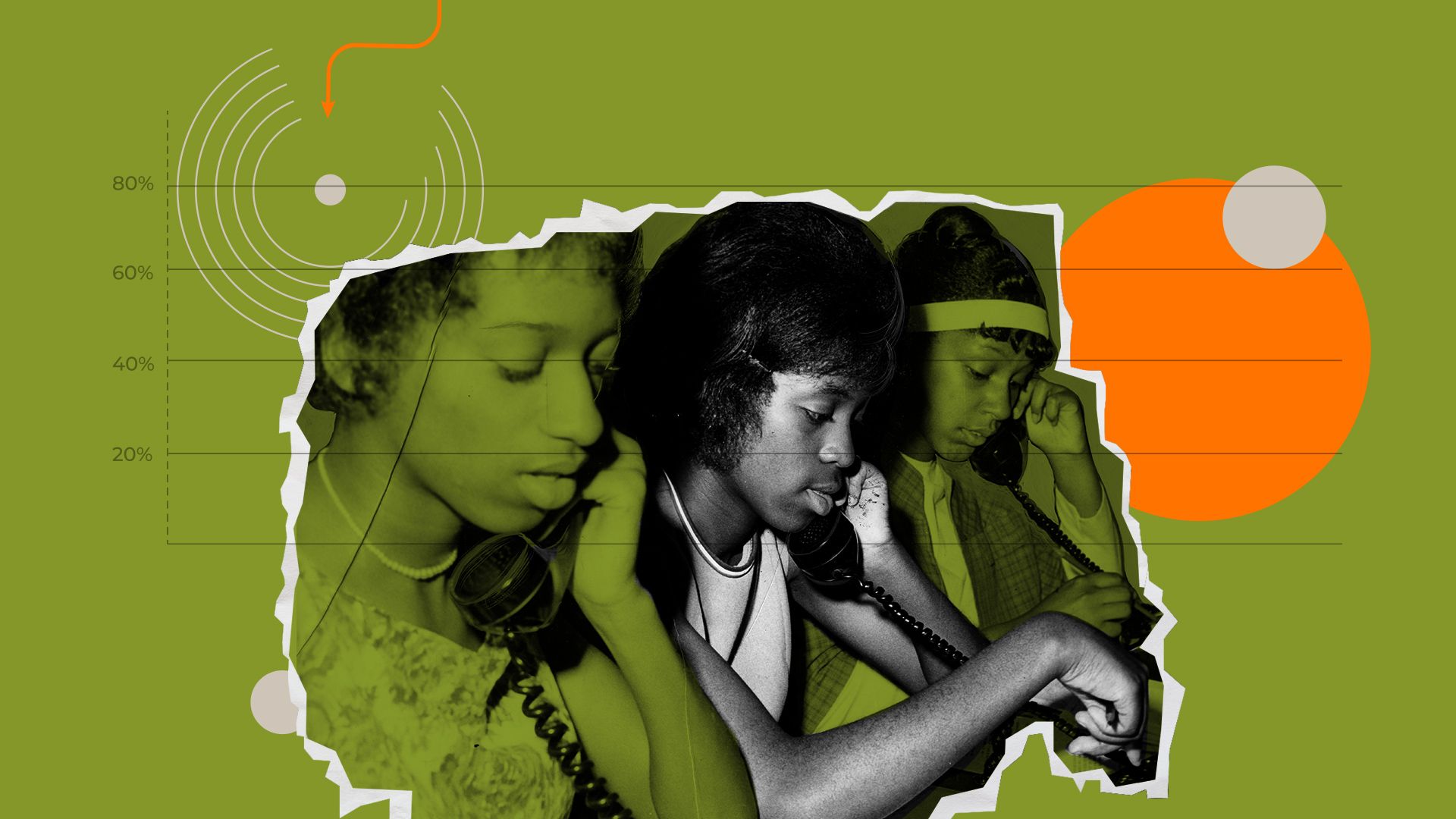 Illustrated collage of archival photography and data visualization elements.