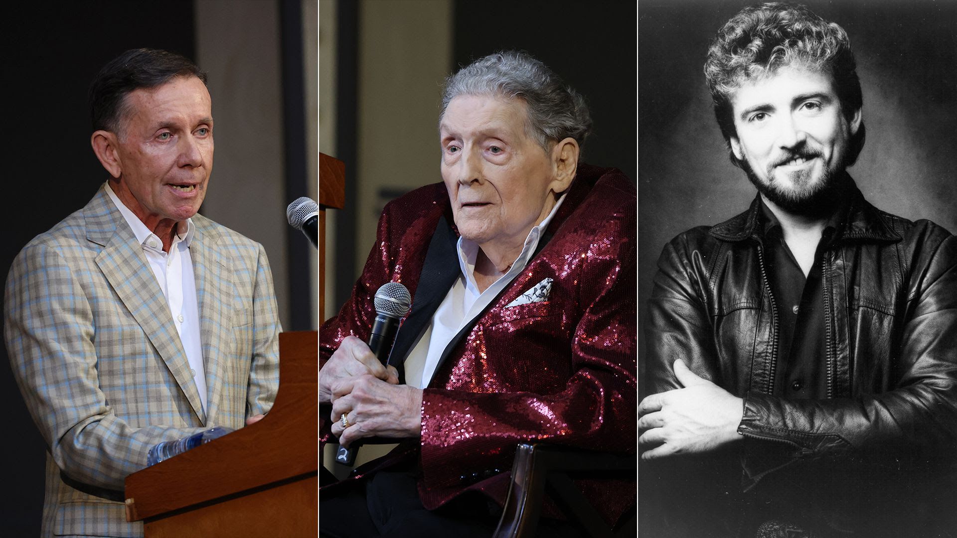 Executive Joe Galante, Jerry Lee Lewis and Keith Whitley layered in one photo 