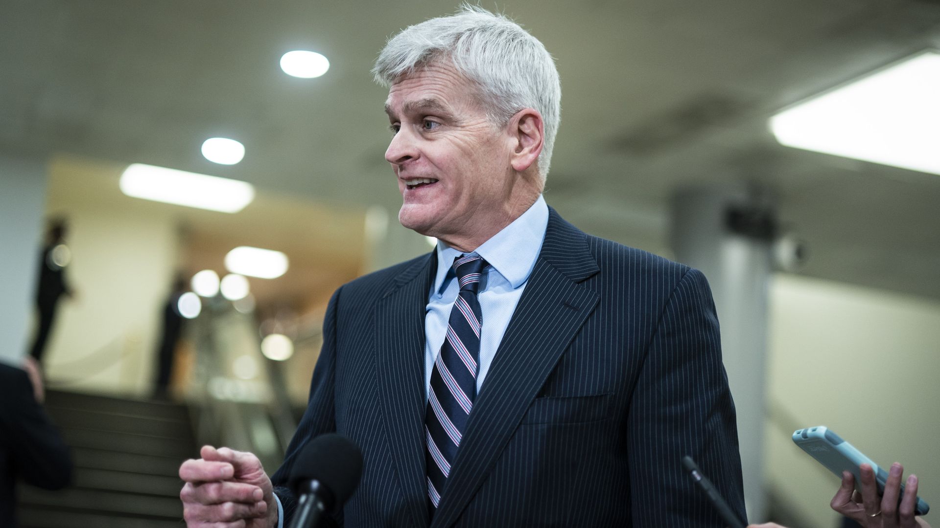  Sen. Bill Cassidy speaks speaks to reporters after the second day of the Senate Impeachment trials for former President Donald Trump 